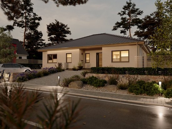 Der Bungalow 128 mit einladender Fassade – komfortables Wohnen für Familien auf einer Ebene