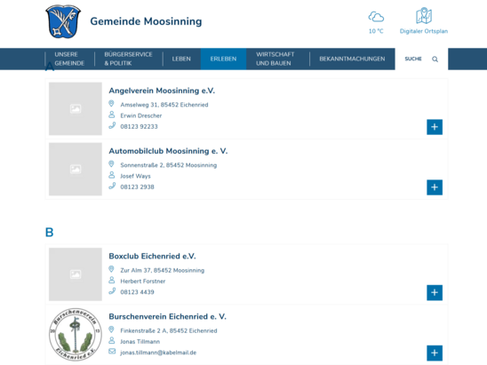 Vereine in Moosinning