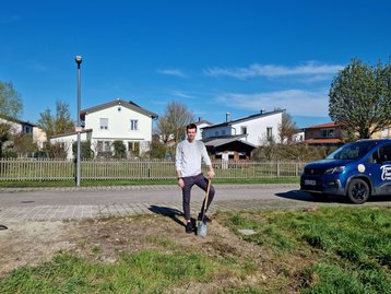 Spatenstich für ein Einfamilienhaus in der Wolfgangsiedlung in Landshut