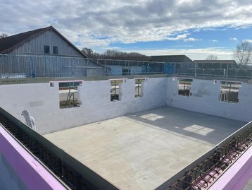 Der Rohbau des Bungalow 110 in Postau