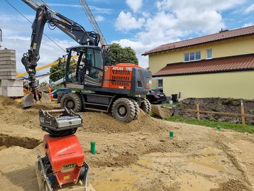 Erdarbeiten in der Wolfgangsiedlung in Landshut