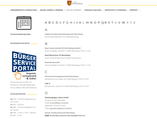 Freizeitvereine in der Gemeinde Wartenberg