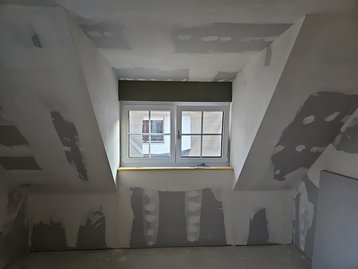 Trockenbaufortschritt bei einem massiven Einfamilienhaus in München