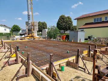 Bewehrung der Bodenplatte in der Wolfgangsiedlung in Landshut