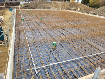 Die Vorbereitung der Bodenplatte des Bungalow 110 in Postau