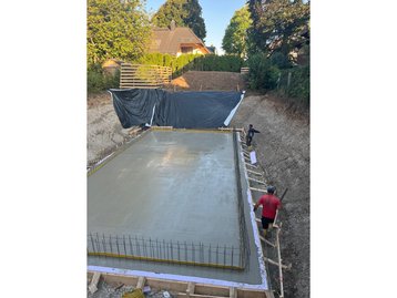 Bodenplatte, Keller eines unterkellerten massiven Einfamilienhauses in München