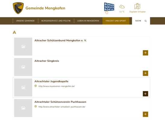 Mengkofen - Vereine auf der Website der Gemeinde